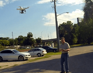 James operating the drone